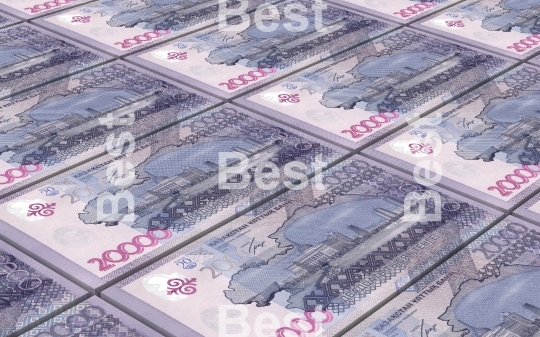 Kazakhstan tenge bills stacked background