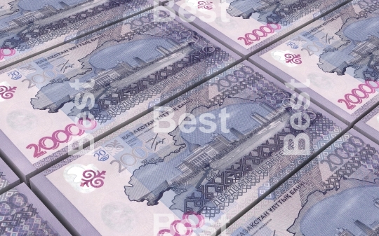 Kazakhstan tenge bills stacked background