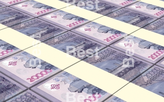 Kazakhstan tenge bills stacked background