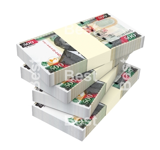 Kenyan shillings bills isolated on white background