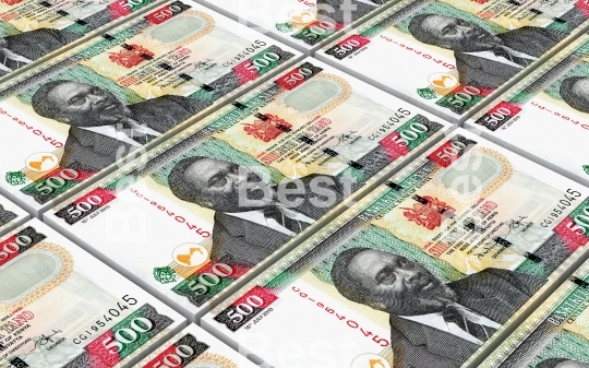 Kenyan shillings bills stacks background