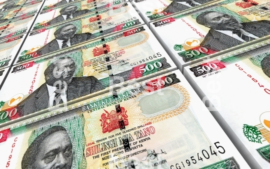 Kenyan shillings bills stacks background