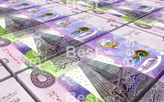 Kuwait dinars bills stacked background