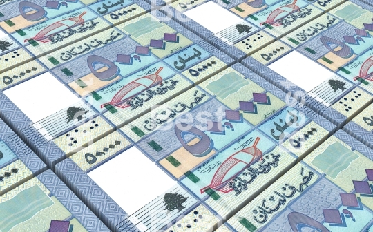 Lebanese pounds bills stacks background