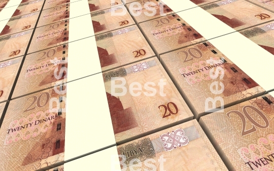 Libyan dinar bills stacks background