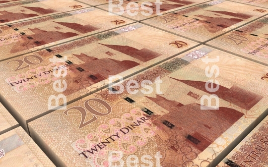 Libyan dinar bills stacks background