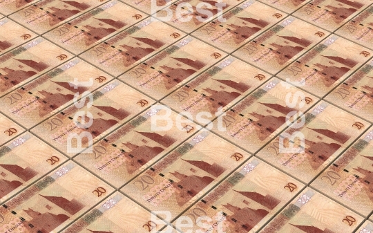 Libyan dinar bills stacks background