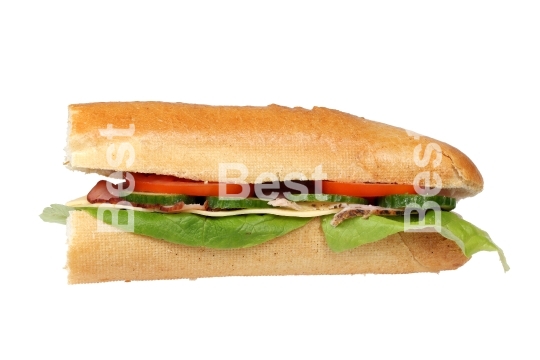 Long baguette sandwich