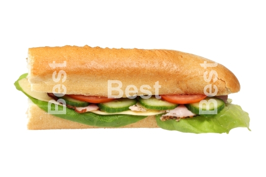 Long baguette sandwich