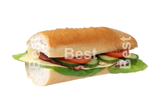 Long baguette sandwich