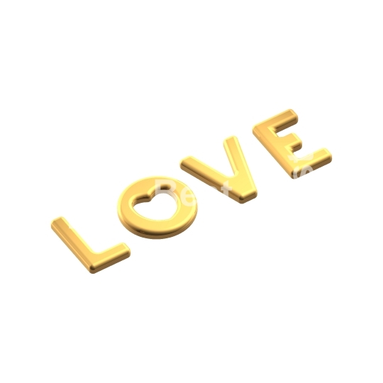 Love word with heart isolated on the white. 