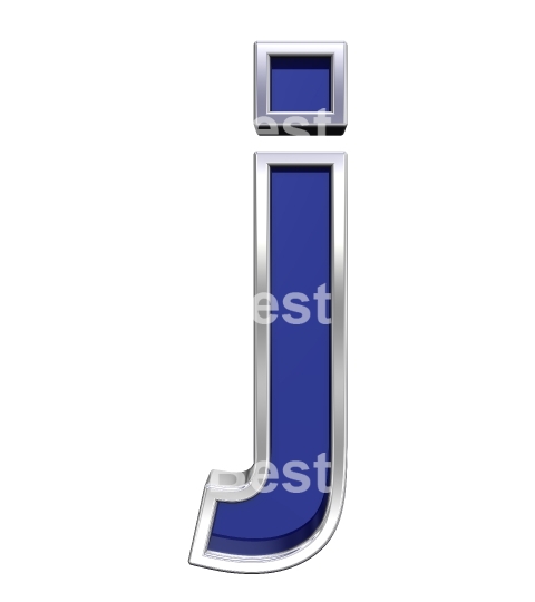 Lower case letter from blue glass with chrome frame alphabet