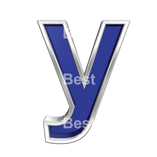 Lower case letter from blue glass with chrome frame alphabet