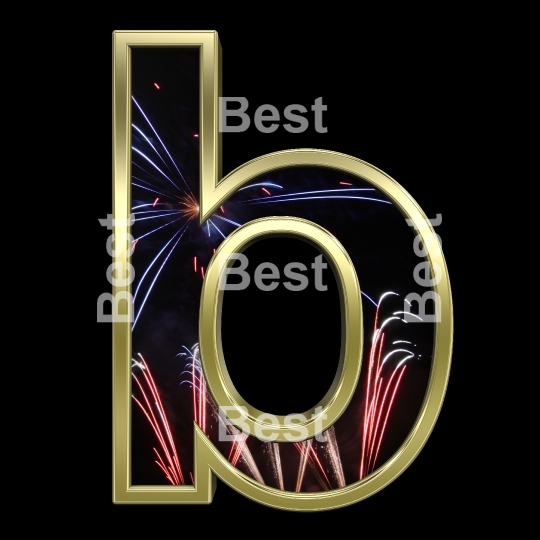 Lower case letter from firework with gold frame alphabet set