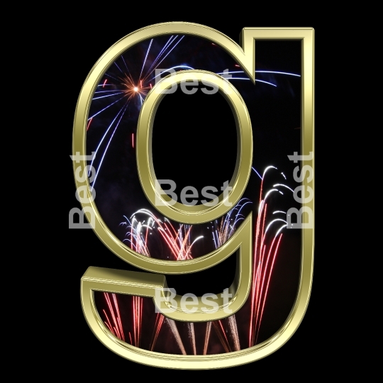 Lower case letter from firework with gold frame alphabet set