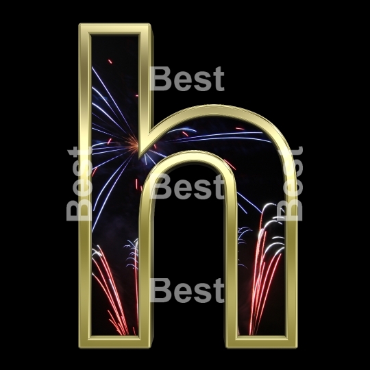 Lower case letter from firework with gold frame alphabet set