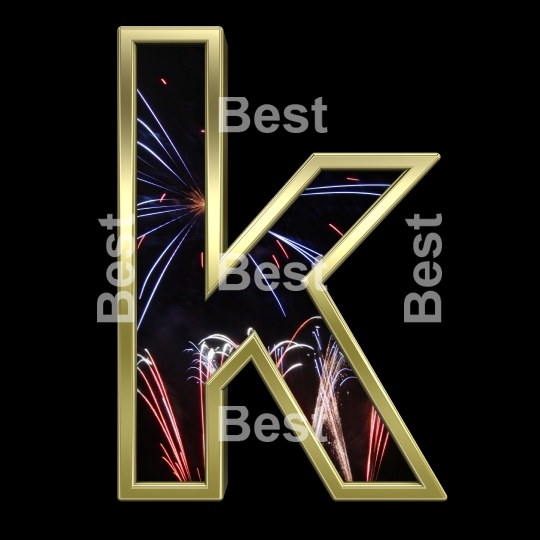 Lower case letter from firework with gold frame alphabet set