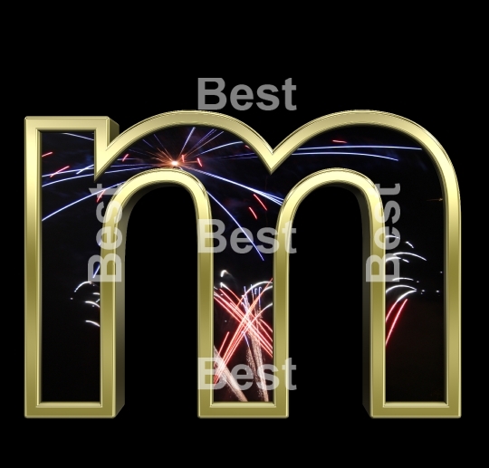 Lower case letter from firework with gold frame alphabet set