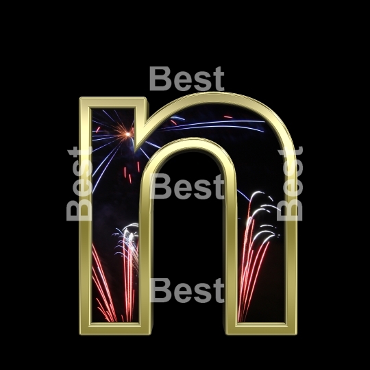 Lower case letter from firework with gold frame alphabet set