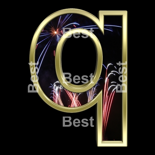 Lower case letter from firework with gold frame alphabet set