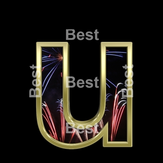 Lower case letter from firework with gold frame alphabet set