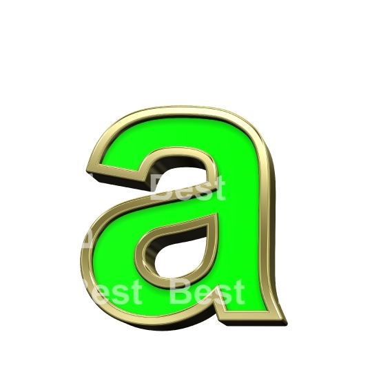 Lower case letter from light green with gold alphabet set