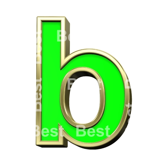 Lower case letter from light green with gold alphabet set