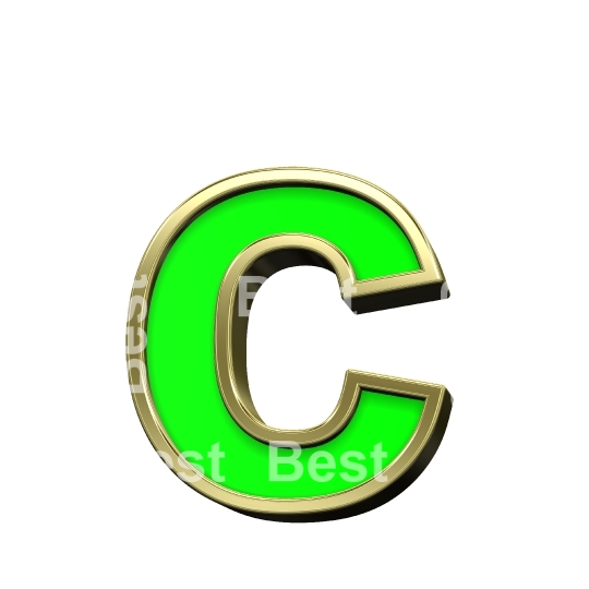 Lower case letter from light green with gold alphabet set