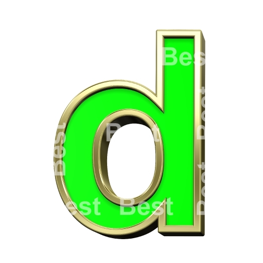 Lower case letter from light green with gold alphabet set