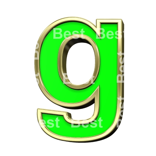 Lower case letter from light green with gold alphabet set