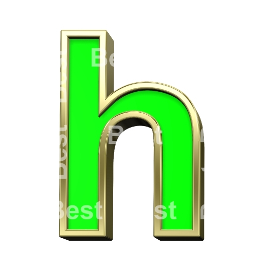 Lower case letter from light green with gold alphabet set