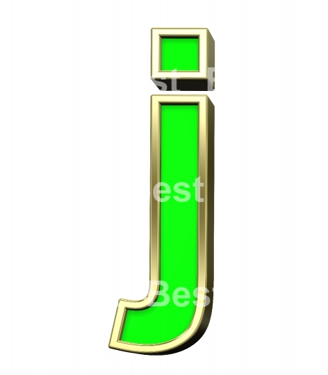 Lower case letter from light green with gold alphabet set