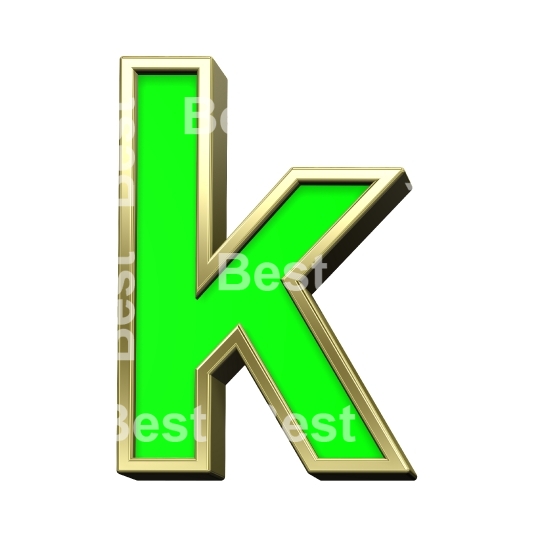 Lower case letter from light green with gold alphabet set