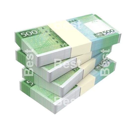 Macanese pataca bills isolated on white background