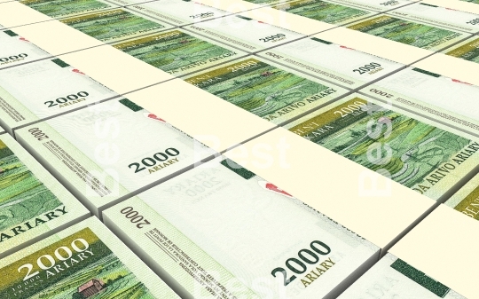 Malagasy ariary bills stacks background