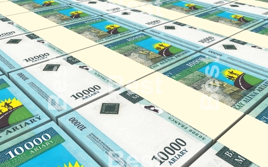 Malagasy ariary bills stacks background