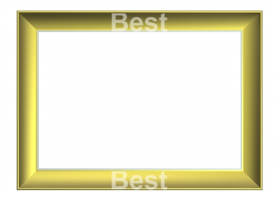 Matt gold rectangular frame isolated on white background. 