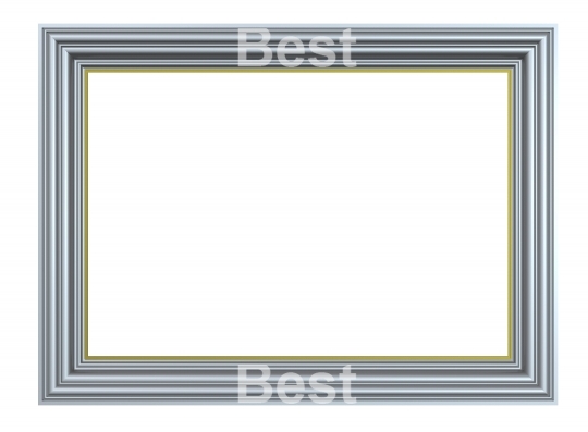 Matt silver rectangular frame isolated on white background. 