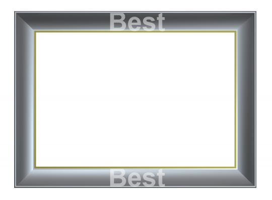 Matt silver rectangular frame isolated on white background. 