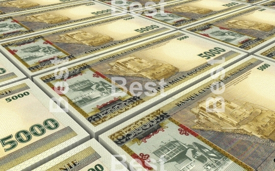 Mauritanian ouguiya bills stacks background