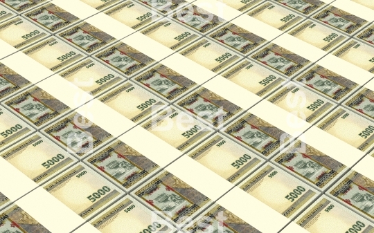 Mauritanian ouguiya bills stacks background