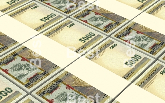 Mauritanian ouguiya bills stacks background