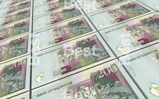 Mauritian rupee bills stacked background