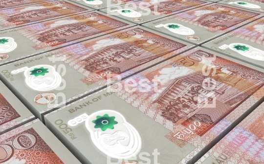 Mauritian rupee bills stacked background