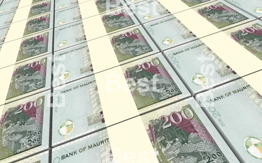 Mauritian rupee bills stacked background