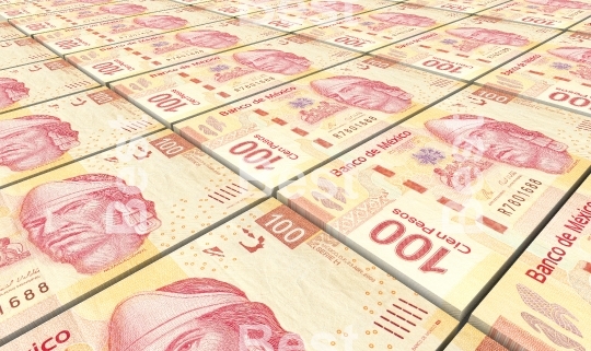 Mexican pesos bills stacked background