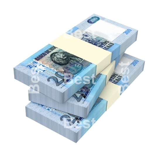 Mozambican meticais bills isolated on white background