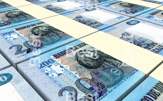 Mozambican meticais bills stacks background