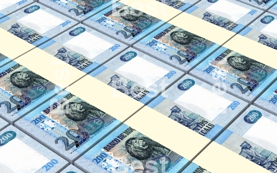 Mozambican meticais bills stacks background