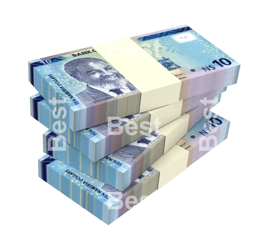 Namibian dollars bills isolated on white background